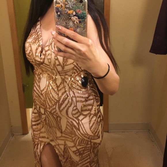 Windsor small rose gold sequin long formal dress - Picture 1 of 5